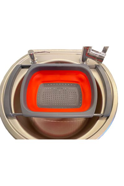 Cyrax Pasta colander, sink, foldable red, 41 cm