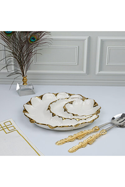 ROY KING FLORA GOLD 3'LÜ YUVARLAK ÇEREZLİK 28 CM