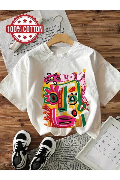 vikitekno Oversize Love Printed Design Women's T-Shirt