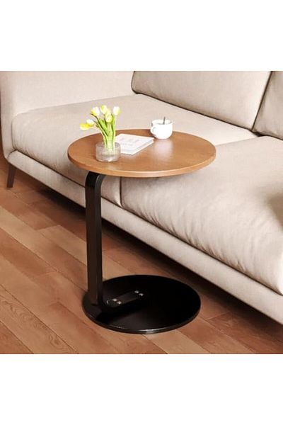 Türkiye BtcFu Round Bedside Table, Coffee Table, Living Alone, Scandinavian Style, Easy Assembly, Compact, L