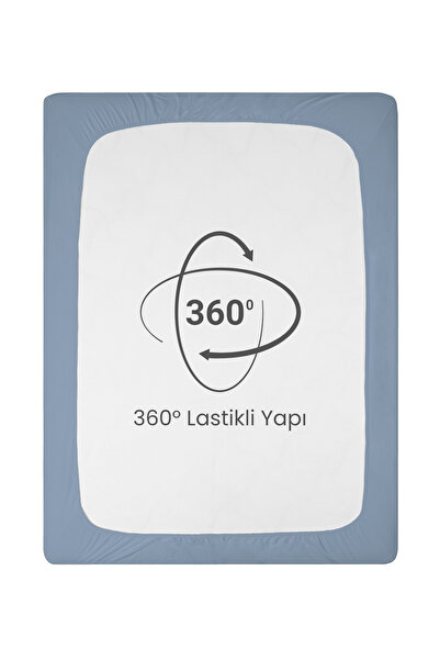 Roosac Certified Organic Cotton Fitted Sheet Blue L Single - Double L Knitted Combed Cotton