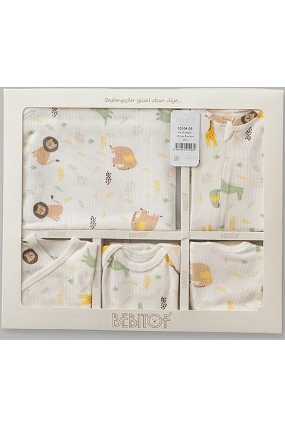 Bebitof My Baby Kumsal 100% Cotton 10 Piece Hospital Release (Newborn) Giraffe Patterned 10104