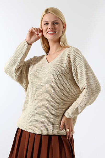 Marvine Women's Oversize V-Neck Knitwear Sweater