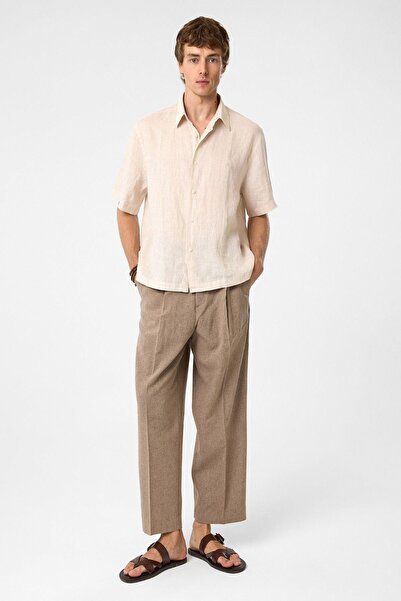 Antioch Beige 100% Linen Relaxed Men's Shirt