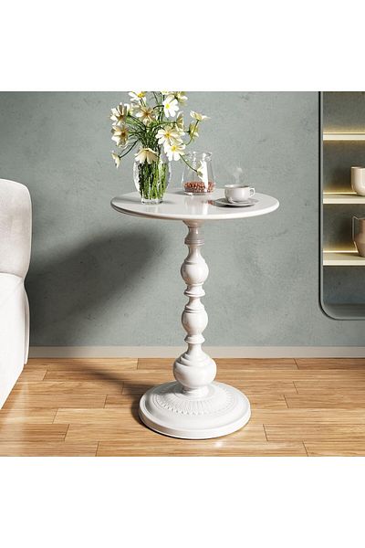 Türkiye XIUWOO Round Side Table for Couch and Bed, Pedestal End Table, Living room table, Small Coffee Tea T