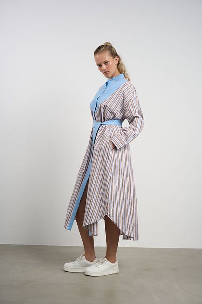 HANIQA Women's Plus Size Striped Belted Shirt Dress (44-50) |   25165