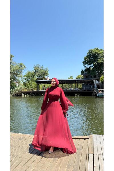 moda zeynaa ARKASI KUYRUKLU ŞİFON TESETTÜR ABİYE