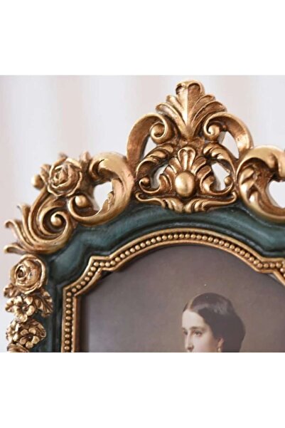 BLA BLA FOAM Ramă foto clasică, albastru/auriu, stil baroc, 10x15 CM (4' x 6')