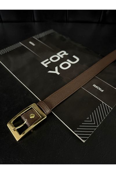 Fiori Thin Women's Belt with Square Buckle, Pants Belt, Jacket Belt, Shirt Belt, Dress Belt
