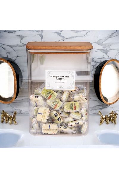 emdeco Wooden Vacuum Lid Tablet Detergent Box Acrylic 3 Lt (Capacity 150 Pieces)