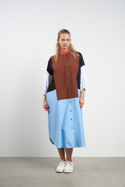 HANIQA Women's Plus Size Block Shirt Dress