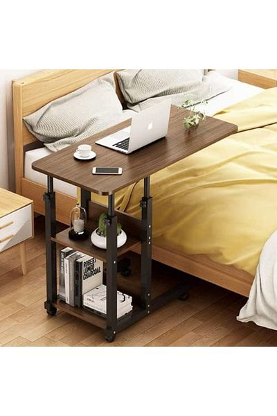 Türkiye Adjustable Overbed C-Shaped Table With Wheels - Side Snack End Table, Portable Computer Desk, Home R