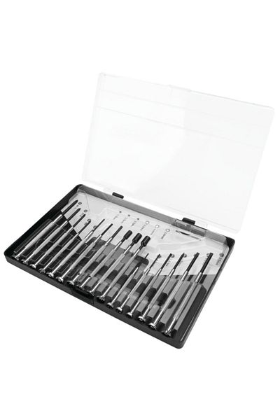 Performance Tool 16-Piece Project Pro Chrome Plated Corrosion Resistant Precision Screwdriver Set