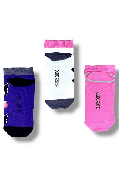 kuromi Licensed Girl's 3 Pairs Booties Socks 22841