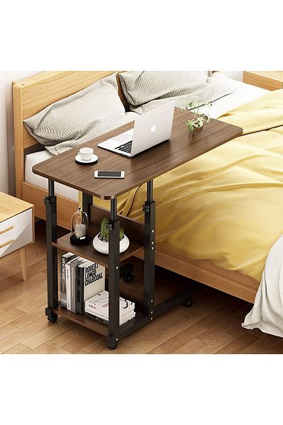 Türkiye Adjustable Overbed C-Shaped Table With Wheels - Side Snack End Table, Portable Computer Desk, Home R