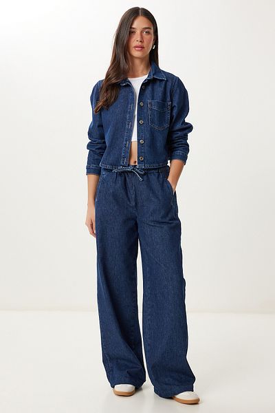 Lovelyİstanbul Denim Jacket Trousers Suit Lac0003 Dark Blue
