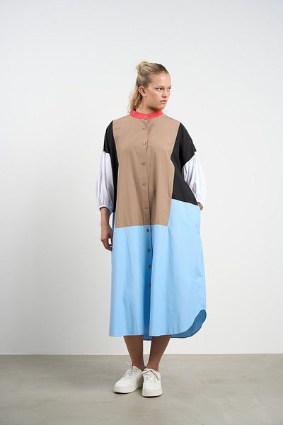 HANIQA Women's Plus Size Block Shirt Dress