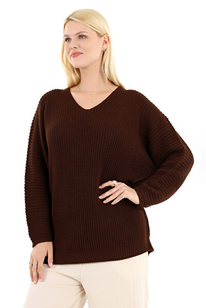 Marvine Women's Oversize V-Neck Knitwear Sweater