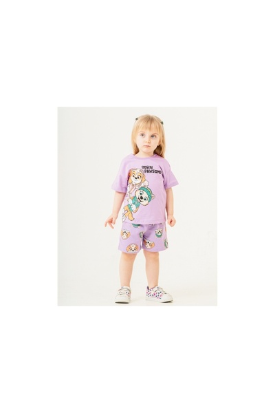 Lila Paw Karakter Baskılı Kız Çocuk 2’li Yazlık Takım (T-shirt + Şort)