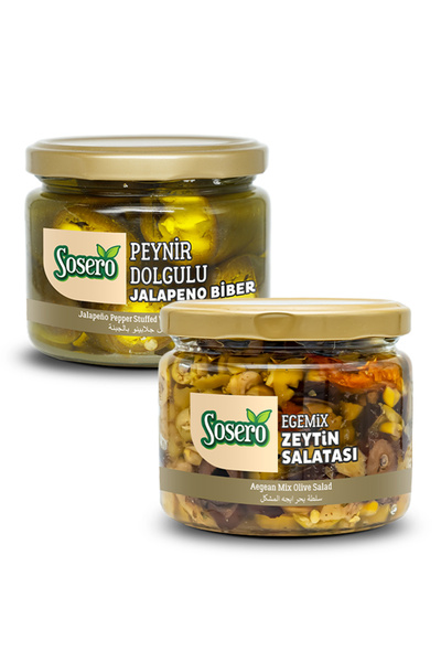 Sosero Egemix Mantarlı Zeytin Salatası 290 gr & Peynir Dolgulu Jalapeno Biber...