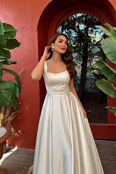 Sindimoda Rosa Kalın Askılı Saten Abiye 1103
