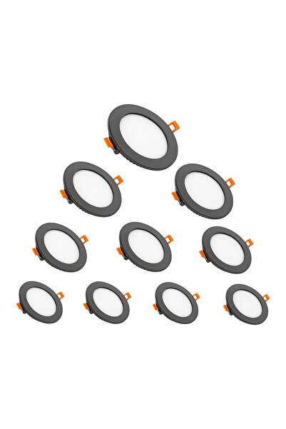 MAXLED 10 Adet 6W Siyah Slim Led Panel 6500K Beyaz MX-1018