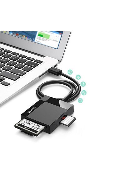 Ugreen Czytnik kart pamięci SD / micro SD / CF / MS wtyczka USB 3.0 1m - czarny
