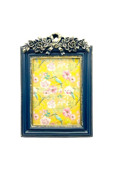 BLA BLA FOAM Classic Photo Frame, Dark Blue/Gold, Baroque Style, 5' X 7' (12.7x17.8 cm)