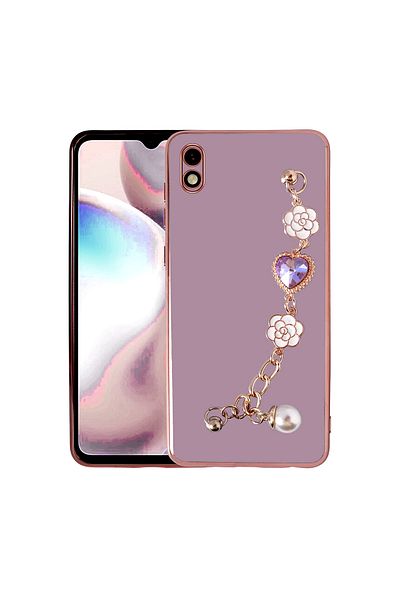 xemu حافظة Redmi 9A من السيليكون مع مقبض يدوي وحماية للكاميرا - وردي