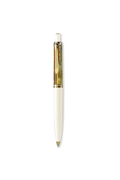 Pelikan Ballpoint Pen Souveran K400, Material Resin, Color White-Green, Parker Type Refill, Gold Plated