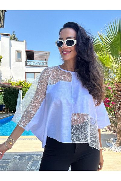Atelier Derin Organza Embroidered Design Blouse