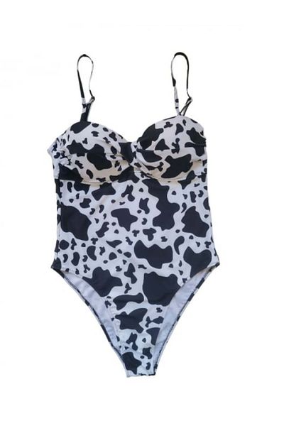 OEM One-Piece Swimsuit, Black and White, Push-Up, Adjustable Straps