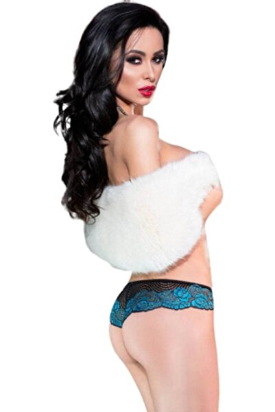 Chilirose Chiloti, Chilirose, G-String CR-4216, dantela, negru/albastru, marimea S