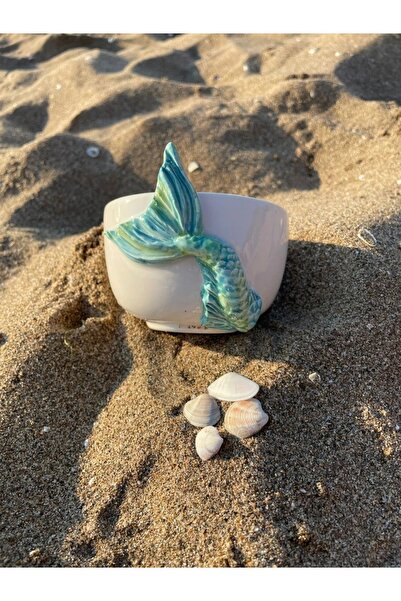 MeGgDecor El Yapımı Deniz Kızı Seramik Kase – 300ml Özgün Kabartma Tasarım