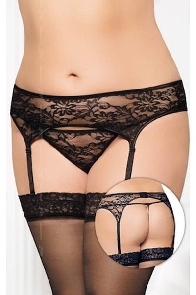 Softline - Curea și tanga 3316 - Mărime mare - Negru XXXL