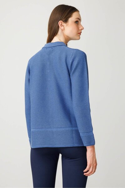 Desen Triko Γυναικεία μπλούζα με γιακά πόλο Indigo