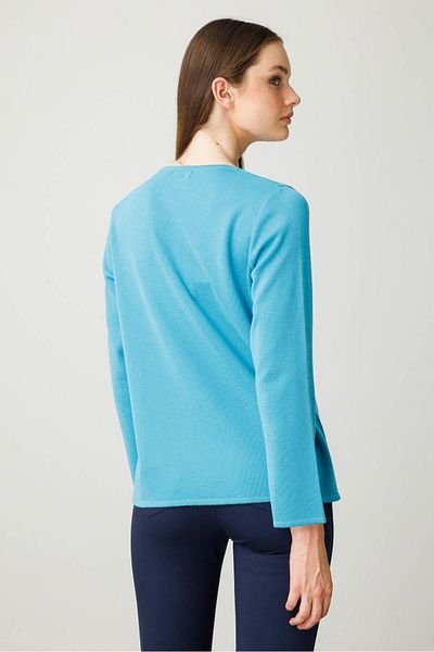 Desen Triko Women's O-Neck Long Sleeve Basic Wool Blouse K.Turquoise