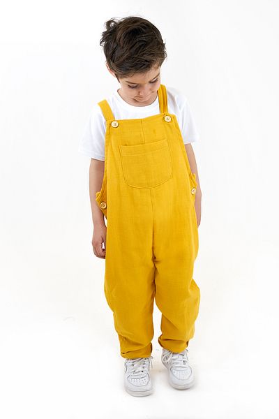 Catz Kids Boy's Mustard Muslin Strap Jumpsuit