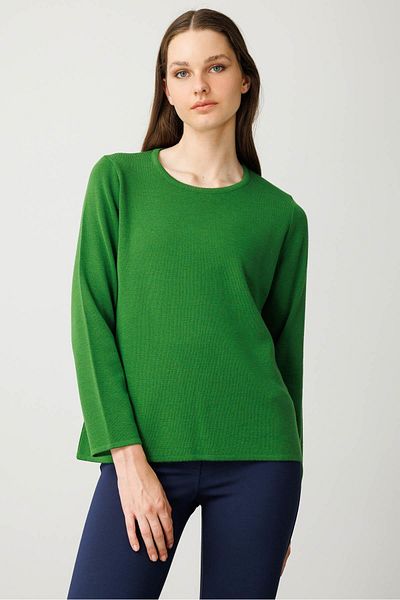 Desen Triko Women's Crew Neck Long Sleeve Basic Wool Blouse K.Moss