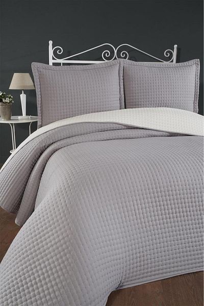 Çeyiz Diyarı Elisa Filled Double Sided Double Size 240X260 cm Bedspread Dark Gray