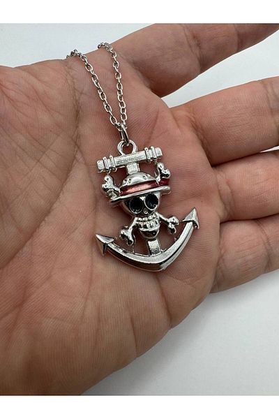Herşey Nota One Piece Pirate Themed Unisex Necklace – Metal Jewelry with 60 cm Chain
