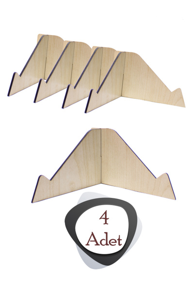 ouz dekor 4 ADET Çok Amaçlı Ahşap Stand - Kitap Tabak Fotoğraf Çerçevesi Ayak...