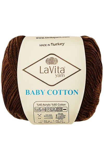LaVita Yarn Βρεφικό βαμβακερό Amigurumi και πλεκτό νήμα 40% ακρυλικό 60% βαμβάκι 50gr (7221 TREE BROWN)