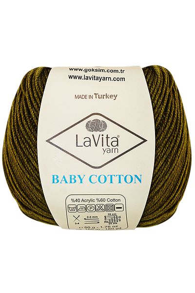 LaVita Yarn Bumbac pentru copii Amigurumi și ață de tricotat manual 40% acril 60% bumbac 50gr (8001 KHAKI)