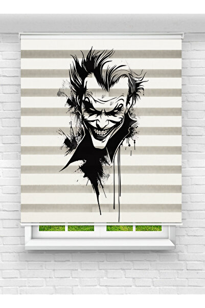 Ay Işığım Joker Desenli Siyah Beyaz Zebra Stor Perde - Genç Odası Baskılı Kar...