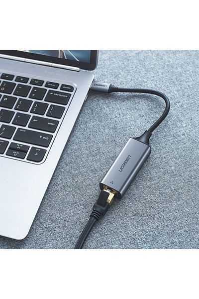 Ugreen Zewnętrzna karta sieciowa LAN RJ45 - USB-C 1 Gigabit Ethernet - szary