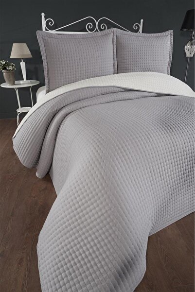 Çeyiz Diyarı Elisa Filled Double Sided Double Size 240X260 cm Bedspread Dark Gray