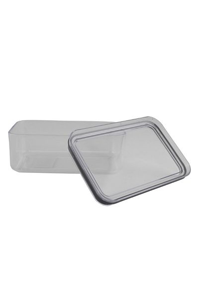 gogiva Food box, plastic, transparent, rectangular, low, for storing spices and food, 0.75L