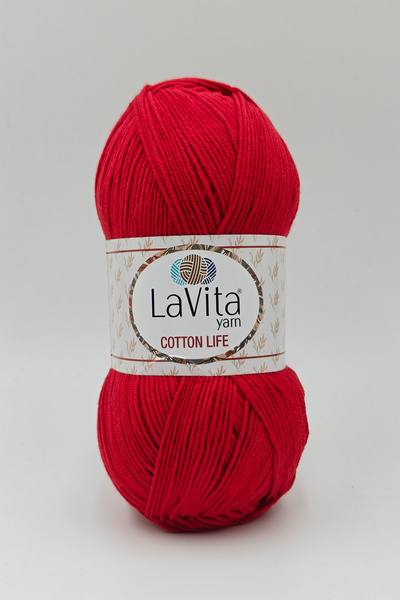LaVita Yarn Cotton Life El Örgü İpi %50 Pamuk %50 Akrilik 100gr (0136 KIRMIZI)