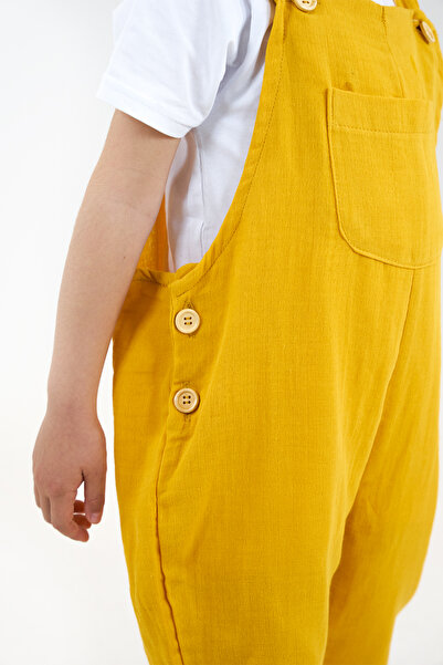 Catz Kids Boy's Mustard Muslin Strap Jumpsuit